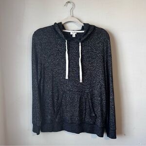 J. Crew Women’s Charcoal Grey Marl Lightweight Knit Hoodie Sweatshirt XS Preppy